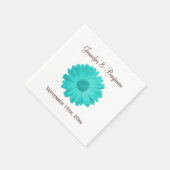 Serviette En Papier Rustique Turquoise Daisy Personnalisé Mariage Cock (Coin)