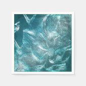 Serviette En Papier Rustique Turquoise motif floral Parties scintillan (Devant)
