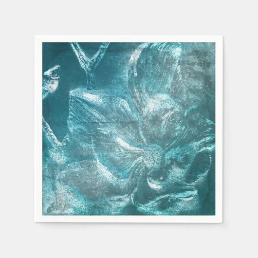 Serviette En Papier Rustique Turquoise motif floral Parties scintillan (Devant)
