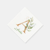 Serviette En Papier Rustique Un monogramme vert feuillage eucalyptus o (Coin)