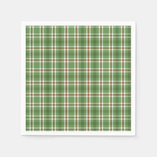 Serviette En Papier Rustique Vacances Vert Plaid Classy Pays Personnal (Devant)