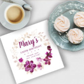 Serviette En Papier Rustique violet rose floral 100e anniversaire Merc