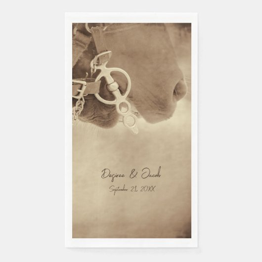 Serviette En Papier Rustique Western Brown Horse Mariage (Devant)