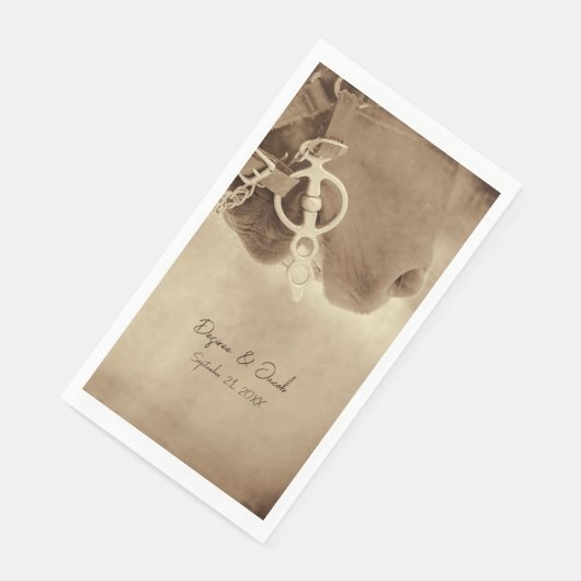 Serviette En Papier Rustique Western Brown Horse Mariage (Coin)