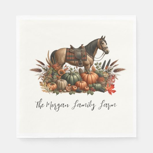 Serviette En Papier Rustique Western Pleasastique Horse Thanksgiving (Devant)