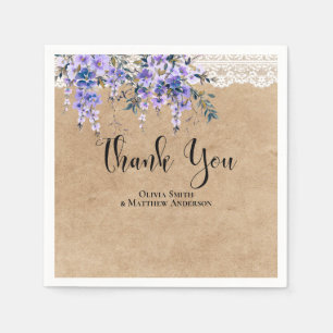 Serviette En Papier Rustique Wisteria Mariage de dentelle florale Merc