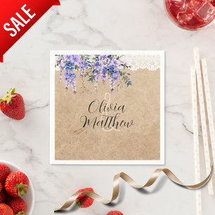 Serviette En Papier Rustique Wisteria Mariage de dentelle florale Merc