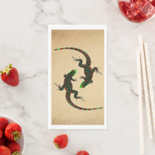 Serviette En Papier Rustique Yin Yang Lizards