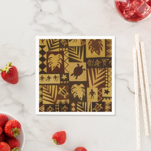 Serviette En Papier Rusty Tapa Hawaiian Warriian Papier Napkins (En situation)