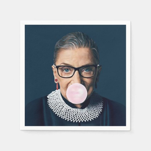 Serviette En Papier Ruth Bader Ginsburg souffler rose bulle gomme (Devant)