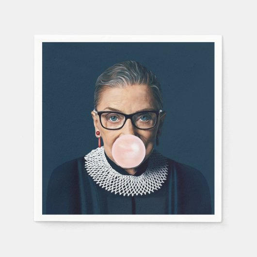 Serviette En Papier Ruth Bader Ginsburg souffler rose bulle gomme (Devant)