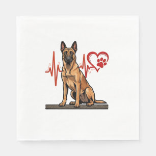 Serviette En Papier Rythme cardiaque du chien berger belge Patte Cœur