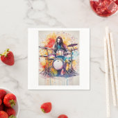 Serviette En Papier Rythme en mouvement : Drummer Performance Poste (En situation)