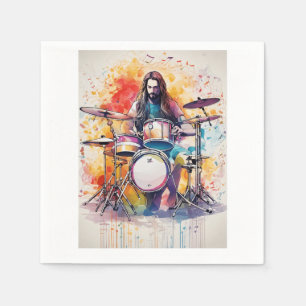 Serviette En Papier Rythme en mouvement : Drummer Performance Poste