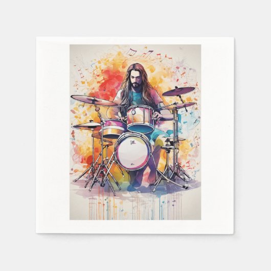 Serviette En Papier Rythme en mouvement : Drummer Performance Poste (Devant)