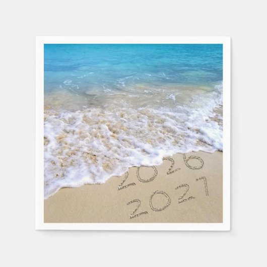 Serviette En Papier Sable de plage Nouvel An 2027 (Devant)
