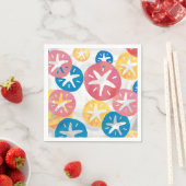 Serviette En Papier Sable Dollar Jaune Rouge Bleu Motif (En situation)