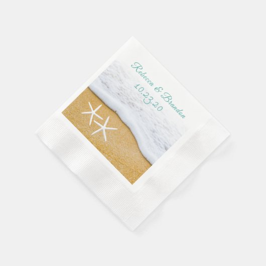 Serviette En Papier Sable en Surf Starfish Wedding shower Personnalisé (Coin)