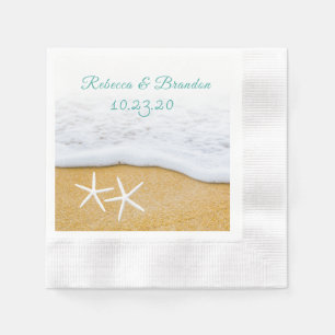 Serviette En Papier Sable en Surf Starfish Wedding shower Personnalisé