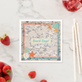 Serviette En Papier Sable et coquilles de mer (En situation)