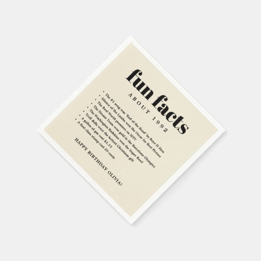 Serviette En Papier Sable Moderne Minimal Fun Faits Anniversaire Année (Coin)