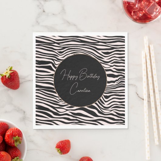 Serviette En Papier Sable noir et blanc Zebra Print (En situation)