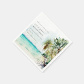 Serviette En Papier Sable Tropical Beach Aquarelle Palm Trees Mariage (Coin)