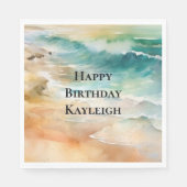 Serviette En Papier Sable Tropical Mer Turquoise Anniversaire (Devant)