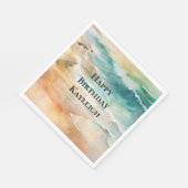 Serviette En Papier Sable Tropical Mer Turquoise Anniversaire (Coin)