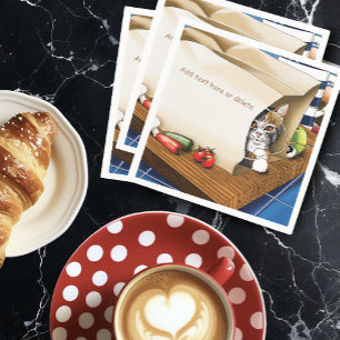 Serviette En Papier Sac à provisions chat tigré curieux bleu mignon   