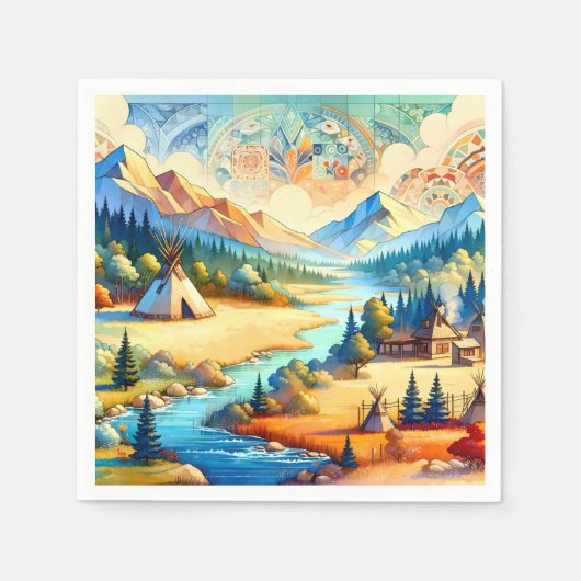 Serviette En Papier Sacred Valley Symbolic Gathering Design (Devant)