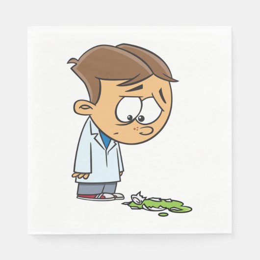 Serviette En Papier Sad Boy Scientist avec Broken Experiment (Devant)