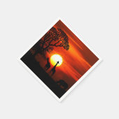 Serviette En Papier Safari Africain Sunset Animal Silhouettes (Coin)