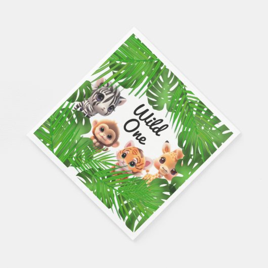 Serviette En Papier Safari amis tigre girafe zèbre singe éléphant (Coin)