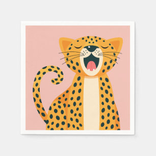 Serviette En Papier Safari Animal Fantaisiste Guépard Cartoon qui Bâil