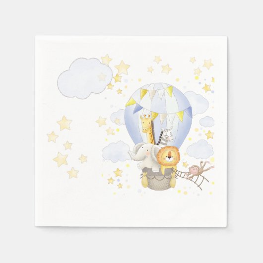 Serviette En Papier Safari Animal Hot Air Balloon serviettes (Devant)