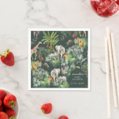 Serviette En Papier Safari Animal Jungle Vert Baby shower tropical (En situation)