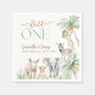 Serviette En Papier Safari Animal Wild One Baby Boy Douche