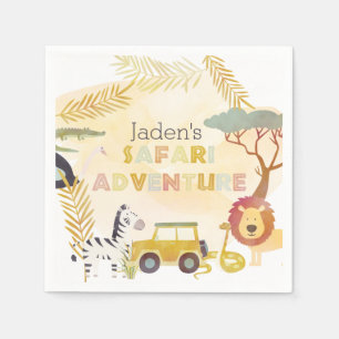 Serviette En Papier Safari Animaux Aquarelle Anniversaire Cercle de fê
