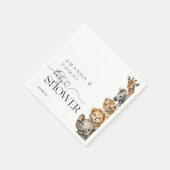 Serviette En Papier Safari Animaux Baby shower moderne Code QR (Coin)