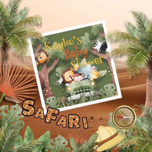 Serviette En Papier Safari Animaux Baby shower personnalisé