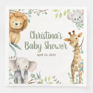 Serviette En Papier Safari Animaux Baby shower serviettes