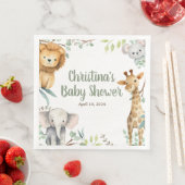 Serviette En Papier Safari Animaux Baby shower serviettes (En situation)