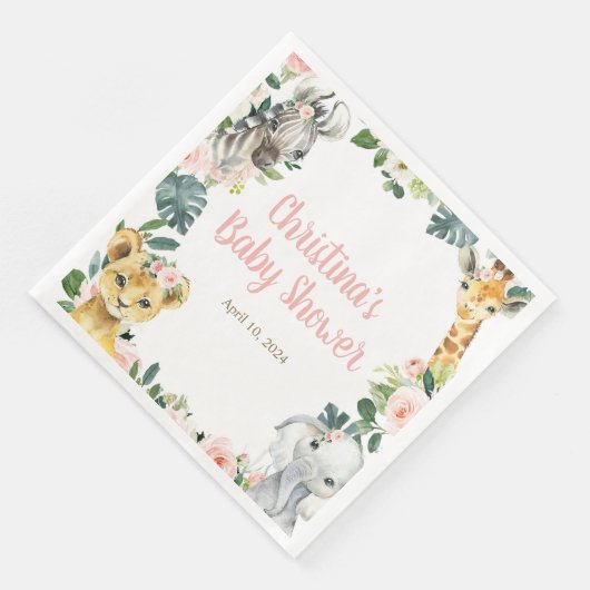 Serviette En Papier Safari Animaux Baby shower serviettes (Coin)