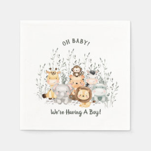 Serviette En Papier Safari Animaux Baby shower serviettes