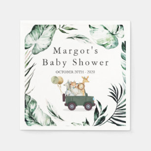 Serviette En Papier Safari Animaux Conduite Par Baby shower Verdure Or