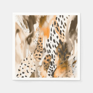 Serviette En Papier Safari Animaux Fourrures imprimés Abstrait Moderne
