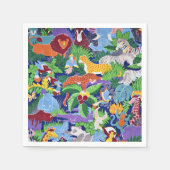 Serviette En Papier Safari Animaux, motif coloré, (Devant)