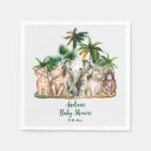 Serviette En Papier Safari Animaux Palm Trees Baby shower (Devant)
