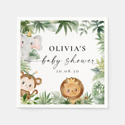 Serviette En Papier Safari Animaux Party Napkins (Devant)